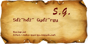 Sáhó György névjegykártya